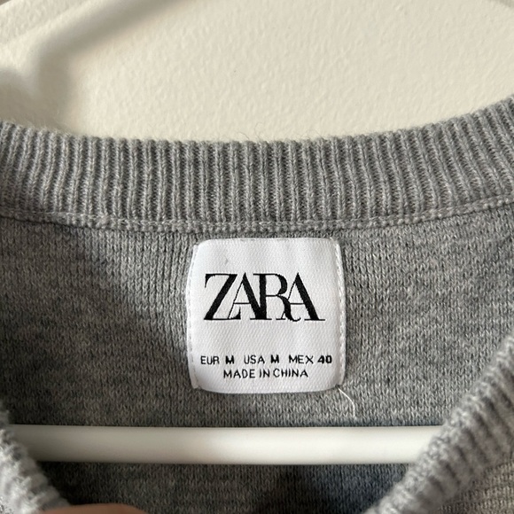 Zara Ribbed Grey Long  Sleeve Sweater - Picture 3 of 3